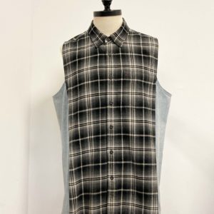 Flannel/denim shirt w/o sleeves