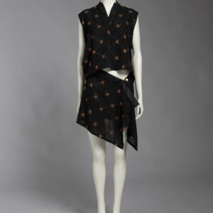 2-Piece Black Crop Top & Wrap Skirt Set