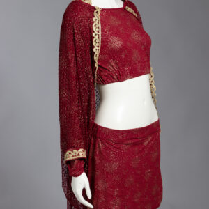 2-Piece Burgundy Cape & Skirt Set