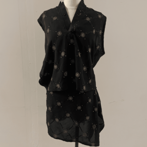 2 Piece Black Embroidery Skirt/Blouse Set