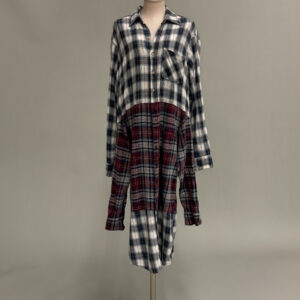Black, White and Blue Plaid Tiered Shirt Dress