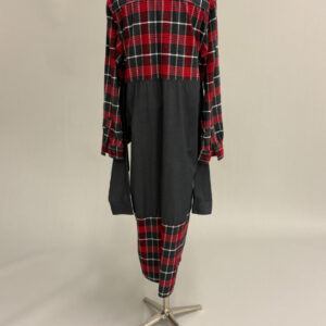 Red and Black Plaid Tiered Shirt Dress