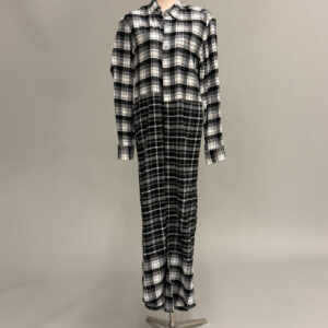 Black, White and Grey Plaid Tiered Shirt Dress