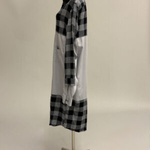 Black and Grey Plaid Tiered Shirt Dress