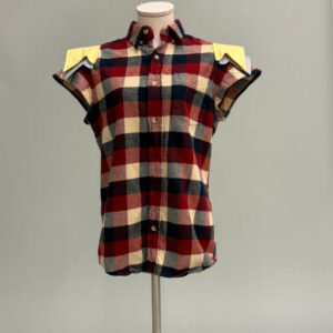 Red and Black Plaid Shoulder Pad Top