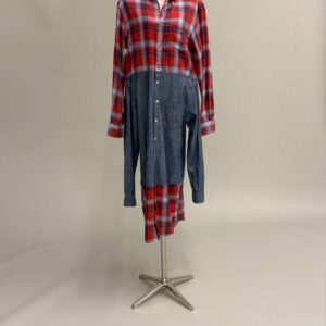Red and Blue Plaid Tiered Shirt Dress