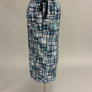 Blue and Green Plaid Patchwork Midi Skirt