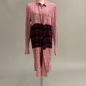Pink, Navy and Burgundy Plaid Mini Shirt Dress